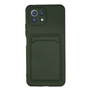 Xiaomi Mi 11 Kılıf Kelvin Kartvizitli Silikon - Koyu Yeşil