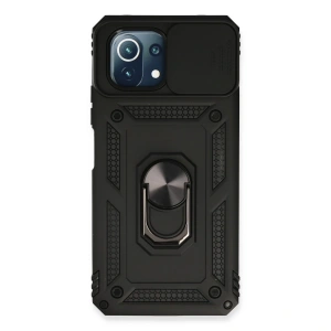 Xiaomi Mi 11 Lite Kılıf Pars Lens Yüzüklü Silikon - Siyah
