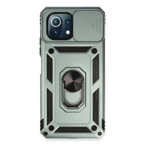 Xiaomi Mi 11 Lite Kılıf Pars Lens Yüzüklü Silikon - Yeşil