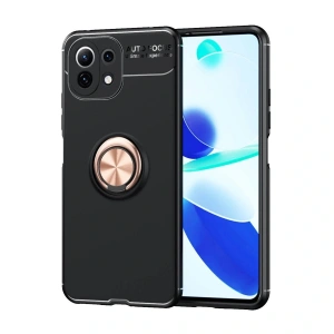 Xiaomi Mi 11 Lite Kılıf Range Yüzüklü Silikon - Siyah-gold