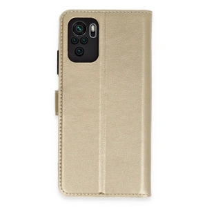 Xiaomi Mi Note 10 Trend S Plus Kapaklı Kılıf - Gold