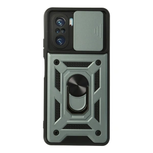 Xiaomi Poco F3 Kılıf Pars Lens Yüzüklü Silikon - Yeşil