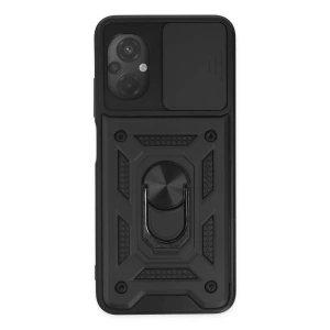 Xiaomi Poco M5 Kılıf Pars Lens Yüzüklü Silikon - Siyah