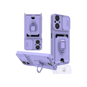 Xiaomi Poco M5 Kılıf Zuma Kartvizitli Yüzüklü Silikon - Lila