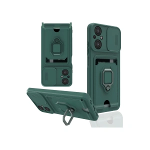 Xiaomi Poco M5 Kılıf Zuma Kartvizitli Yüzüklü Silikon - Yeşil