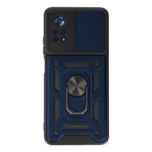 Xiaomi Poco X4 Pro 5g Kılıf Pars Lens Yüzüklü Silikon - Lacivert