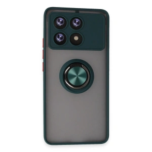 Xiaomi Poco X6 Pro Kılıf Montreal Yüzüklü Silikon Kapak - Yeşil