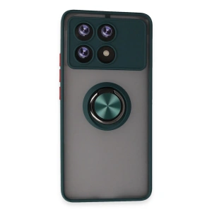 Xiaomi Poco X6 Pro Kılıf Montreal Yüzüklü Silikon Kapak - Yeşil