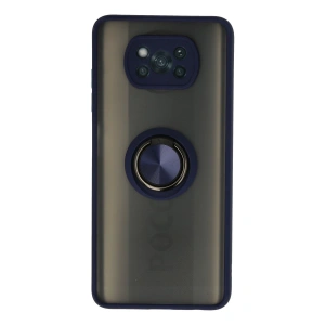 Xiaomi Pocophone X3 Kılıf Montreal Yüzüklü Silikon Kapak - Lacivert