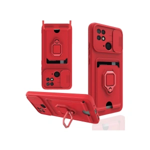 Xiaomi Redmi 10c Kılıf Zuma Kartvizitli Yüzüklü Silikon - Kırmızı