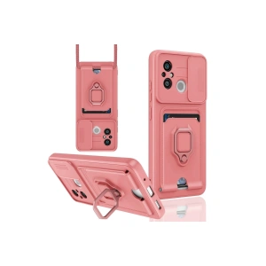 Xiaomi Redmi 12c Kılıf Zuma Kartvizitli Yüzüklü Silikon - Pembe