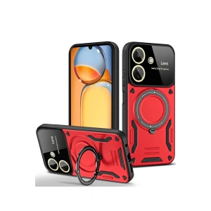Xiaomi Redmi 13c Kılıf Joy Lens Standlı Kapak - Kırmızı