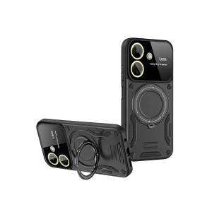 Xiaomi Redmi 13c Kılıf Joy Lens Standlı Kapak - Siyah