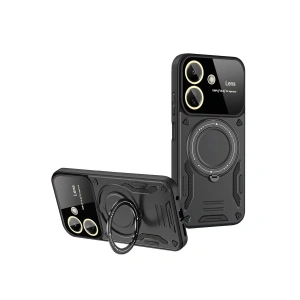 Xiaomi Redmi 13c Kılıf Joy Lens Standlı Kapak - Siyah