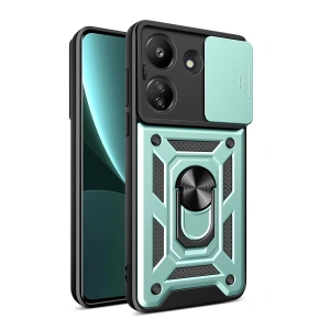 Xiaomi Redmi 13c Kılıf Pars Lens Yüzüklü Silikon - Yeşil