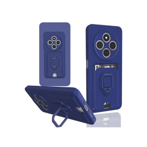 Xiaomi Redmi 14c Kılıf Zuma Kartvizitli Yüzüklü Silikon - Lacivert