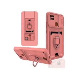 Xiaomi Redmi 9c Kılıf Zuma Kartvizitli Yüzüklü Silikon - Pembe