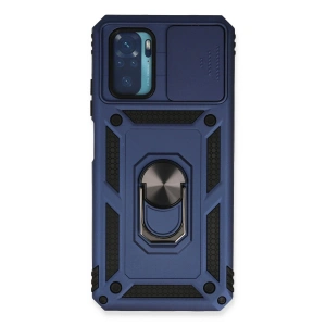 Xiaomi Redmi Note 10 Kılıf Pars Lens Yüzüklü Silikon - Lacivert