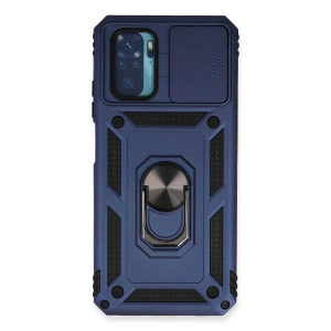 Xiaomi Redmi Note 10 Kılıf Pars Lens Yüzüklü Silikon - Lacivert