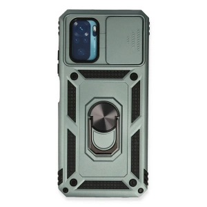Xiaomi Redmi Note 10 Kılıf Pars Lens Yüzüklü Silikon - Yeşil