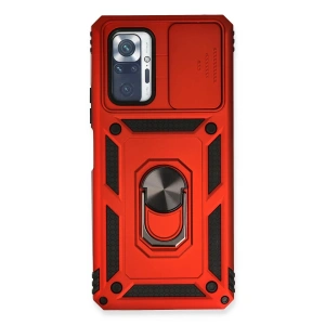 Xiaomi Redmi Note 10 Pro Kılıf Pars Lens Yüzüklü Silikon - Kırmızı