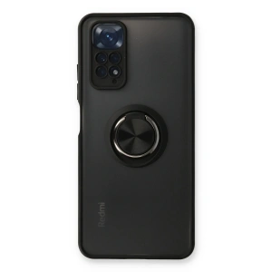 Xiaomi Redmi Note 11 Kılıf Montreal Yüzüklü Silikon Kapak - Siyah