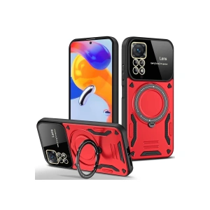 Xiaomi Redmi Note 11 Pro Kılıf Joy Lens Standlı Kapak - Kırmızı
