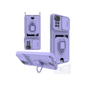 Xiaomi Redmi Note 11 Pro Kılıf Zuma Kartvizitli Yüzüklü Silikon - Lila