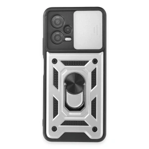 Xiaomi Redmi Note 12 5g Kılıf Pars Lens Yüzüklü Silikon - Gümüş