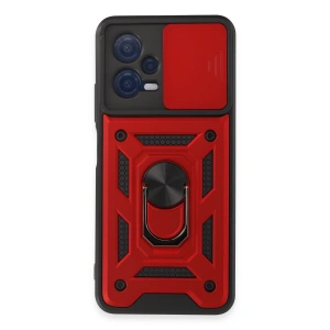 Xiaomi Redmi Note 12 5g Kılıf Pars Lens Yüzüklü Silikon - Kırmızı
