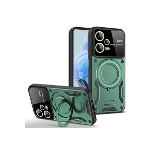 Xiaomi Redmi Note 12 Pro 5g Kılıf Joy Lens Standlı Kapak - Koyu Yeşil