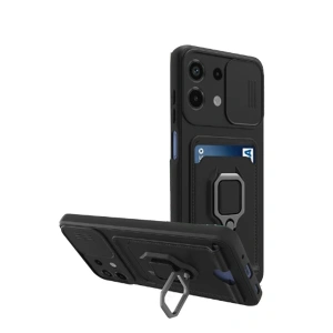 Xiaomi Redmi Note 13 4g Kılıf Zuma Kartvizitli Yüzüklü Silikon - Siyah