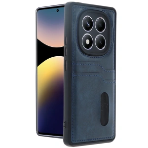 Xiaomi Redmi Note 14 Pro 4g Kılıf Sara Kartvizitli Deri Kılıf - Lacivert
