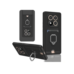 Xiaomi Redmi Note 14 Pro 4g Kılıf Zuma Kartvizitli Yüzüklü Silikon - Siyah