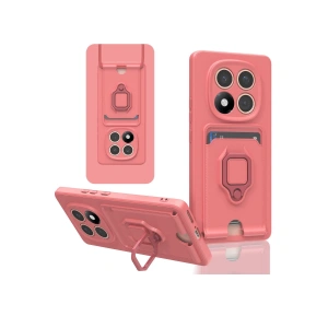 Xiaomi Redmi Note 14 Pro 5g Kılıf Zuma Kartvizitli Yüzüklü Silikon - Pembe