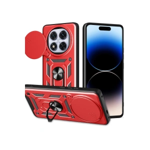 Xiaomi Redmi Note 14 Pro Plus Kılıf Pars Lens Yüzüklü Silikon - Kırmızı