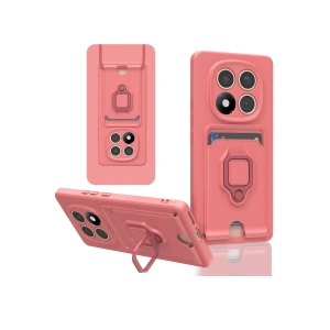 Xiaomi Redmi Note 14 Pro Plus Kılıf Zuma Kartvizitli Yüzüklü Silikon - Pembe