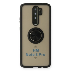 Xiaomi Redmi Note 8 Pro Kılıf Montreal Yüzüklü Silikon Kapak - Siyah