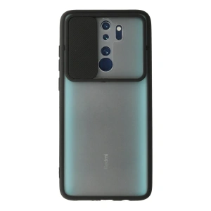 Xiaomi Redmi Note 8 Pro Kılıf Palm Buzlu Kamera Sürgülü Silikon - Siyah
