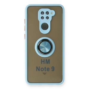 Xiaomi Redmi Note 9 Kılıf Montreal Yüzüklü Silikon Kapak - Buz Mavi