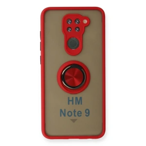 Xiaomi Redmi Note 9 Kılıf Montreal Yüzüklü Silikon Kapak - Kırmızı