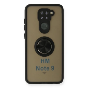 Xiaomi Redmi Note 9 Kılıf Montreal Yüzüklü Silikon Kapak - Siyah