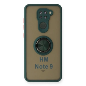 Xiaomi Redmi Note 9 Kılıf Montreal Yüzüklü Silikon Kapak - Yeşil