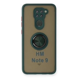 Xiaomi Redmi Note 9 Kılıf Montreal Yüzüklü Silikon Kapak - Yeşil