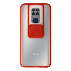Xiaomi Redmi Note 9 Kılıf Palm Buzlu Kamera Sürgülü Silikon - Kırmızı