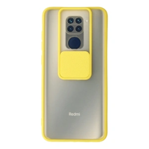 Xiaomi Redmi Note 9 Kılıf Palm Buzlu Kamera Sürgülü Silikon - Sarı