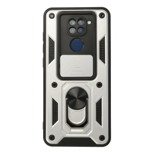 Xiaomi Redmi Note 9 Kılıf Pars Lens Yüzüklü Silikon - Gümüş