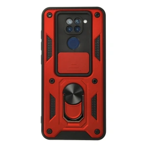 Xiaomi Redmi Note 9 Kılıf Pars Lens Yüzüklü Silikon - Kırmızı