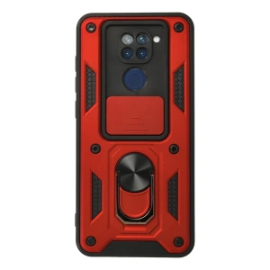 Xiaomi Redmi Note 9 Kılıf Pars Lens Yüzüklü Silikon - Kırmızı