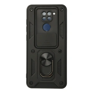 Xiaomi Redmi Note 9 Kılıf Pars Lens Yüzüklü Silikon - Siyah